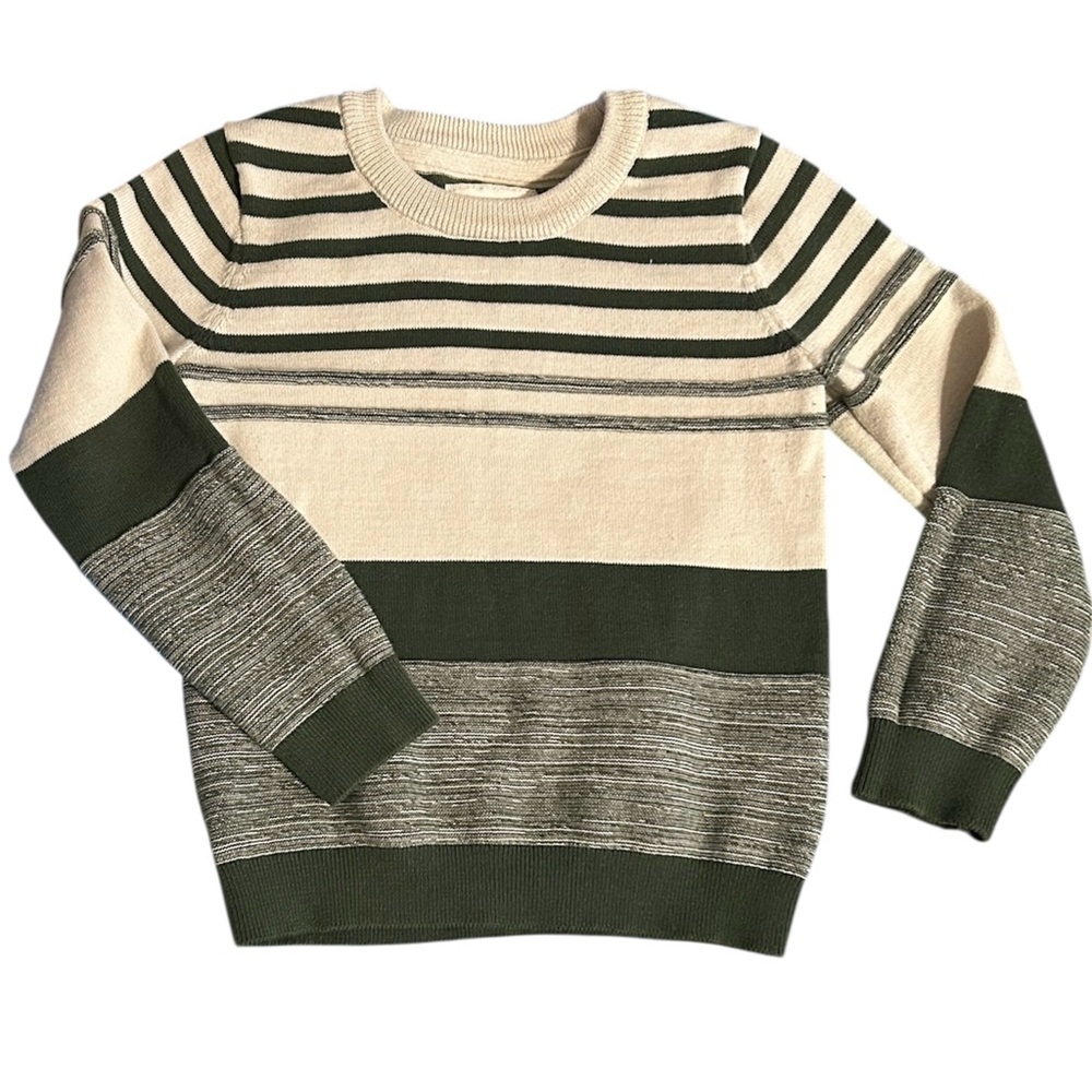 💜Stitch & Stone Crewneck Sweater in Green and Cream